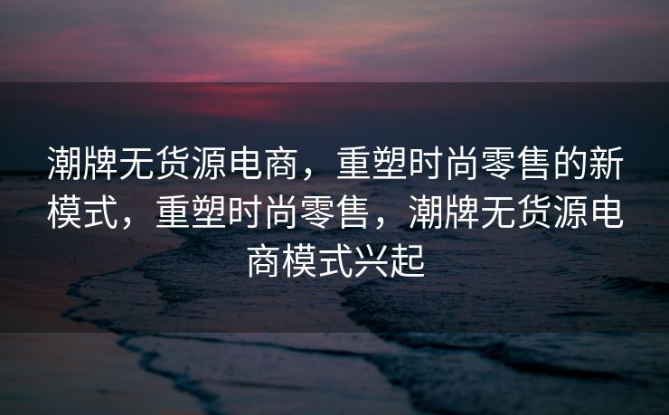 潮牌无货源电商，重塑时尚零售的新模式，重塑时尚零售，潮牌无货源电商模式兴起