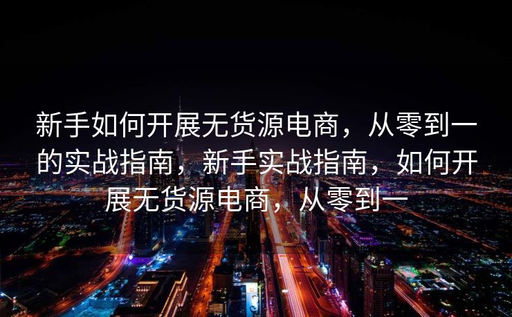 新手如何开展无货源电商，从零到一的实战指南，新手实战指南，如何开展无货源电商，从零到一