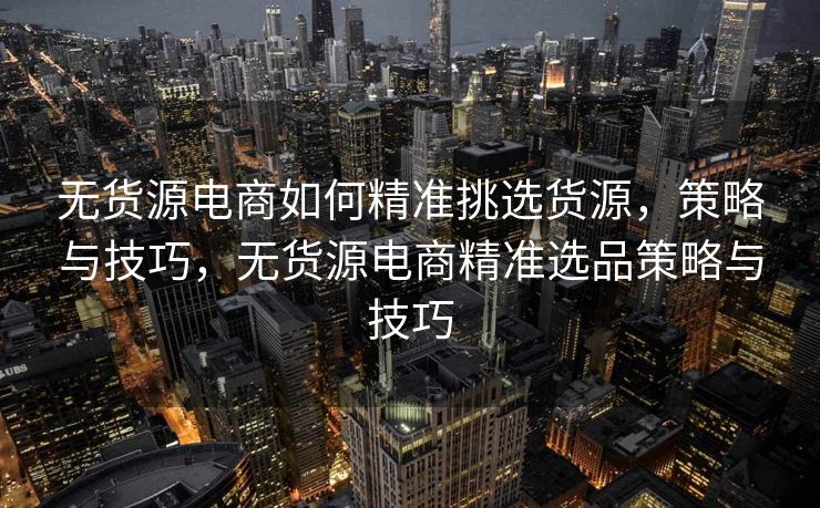 无货源电商如何精准挑选货源，策略与技巧，无货源电商精准选品策略与技巧