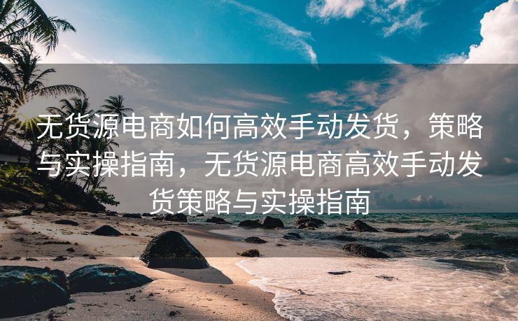 无货源电商如何高效手动发货，策略与实操指南，无货源电商高效手动发货策略与实操指南