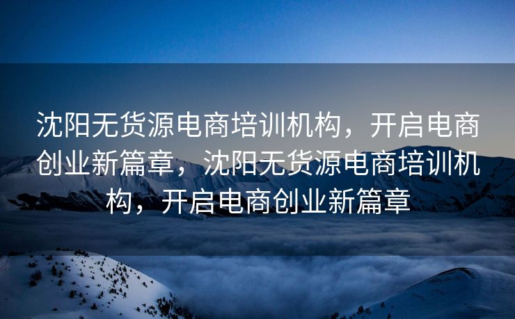 沈阳无货源电商培训机构，开启电商创业新篇章，沈阳无货源电商培训机构，开启电商创业新篇章