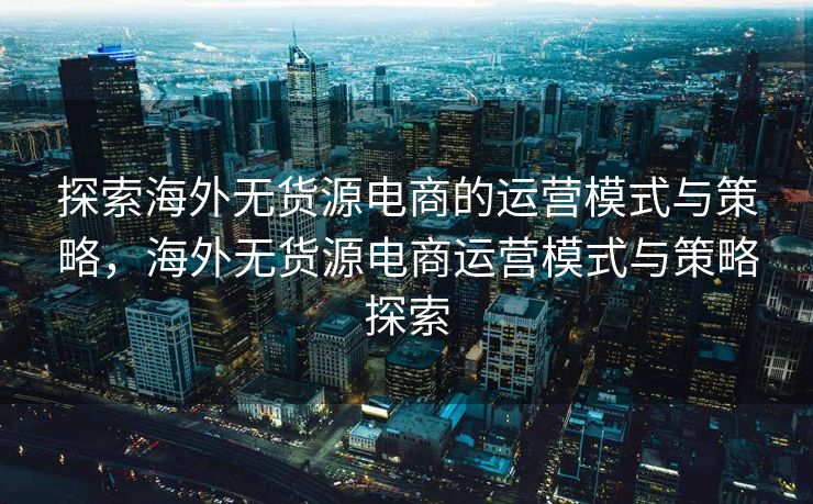 探索海外无货源电商的运营模式与策略，海外无货源电商运营模式与策略探索