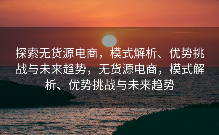 探索无货源电商，模式解析、优势挑战与未来趋势，无货源电商，模式解析、优势挑战与未来趋势