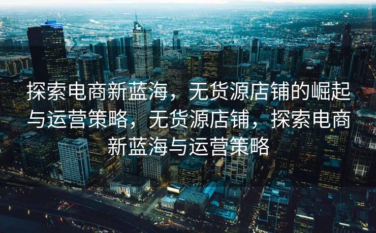 探索电商新蓝海，无货源店铺的崛起与运营策略，无货源店铺，探索电商新蓝海与运营策略