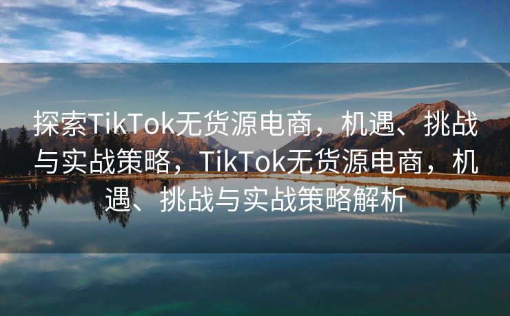探索TikTok无货源电商，机遇、挑战与实战策略，TikTok无货源电商，机遇、挑战与实战策略解析
