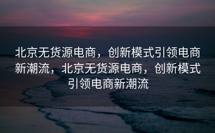 北京无货源电商，创新模式引领电商新潮流，北京无货源电商，创新模式引领电商新潮流