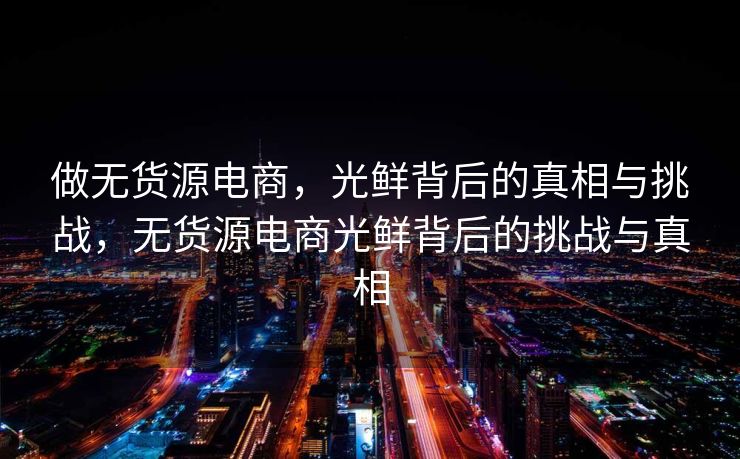 做无货源电商，光鲜背后的真相与挑战，无货源电商光鲜背后的挑战与真相