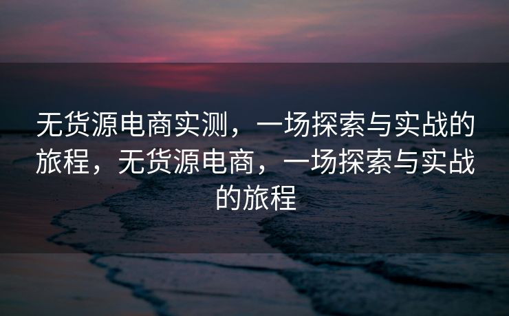 无货源电商实测，一场探索与实战的旅程，无货源电商，一场探索与实战的旅程