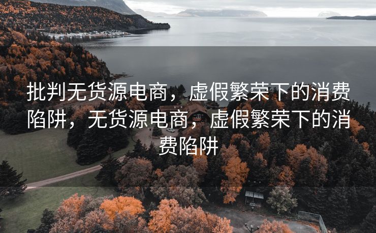 批判无货源电商，虚假繁荣下的消费陷阱，无货源电商，虚假繁荣下的消费陷阱
