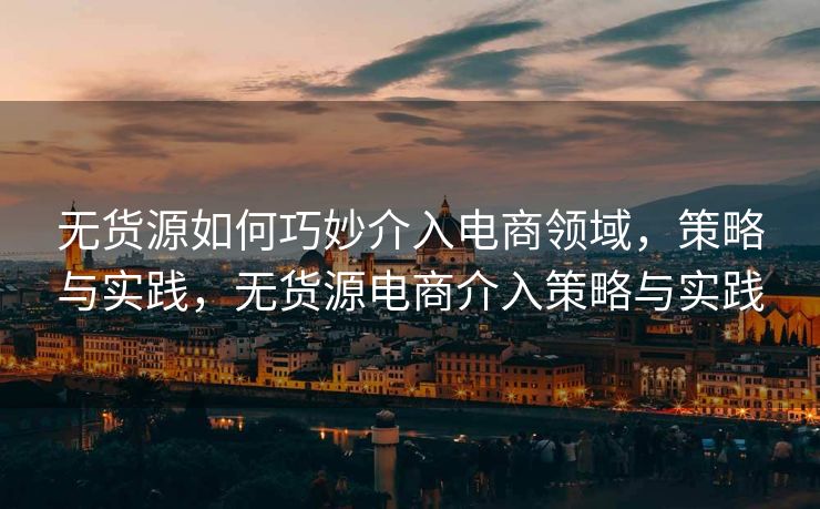 无货源如何巧妙介入电商领域，策略与实践，无货源电商介入策略与实践