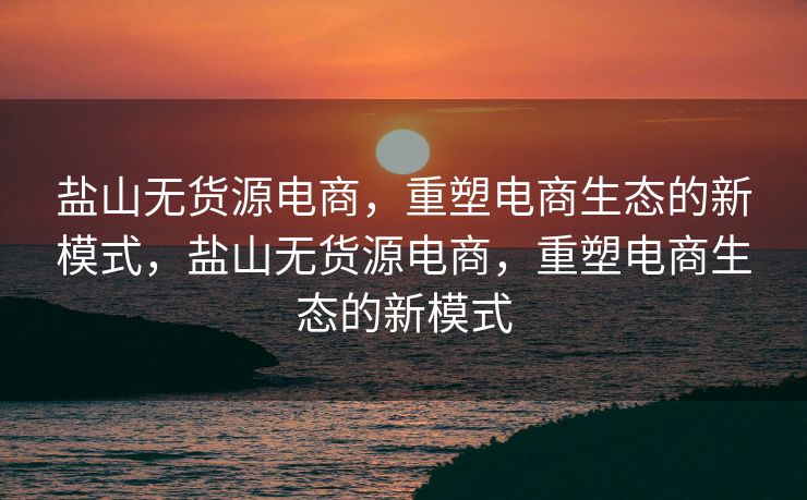 盐山无货源电商，重塑电商生态的新模式，盐山无货源电商，重塑电商生态的新模式