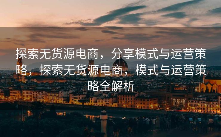探索无货源电商，分享模式与运营策略，探索无货源电商，模式与运营策略全解析