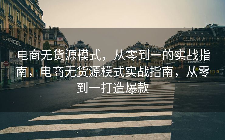 电商无货源模式，从零到一的实战指南，电商无货源模式实战指南，从零到一打造爆款