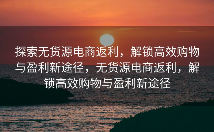探索无货源电商返利，解锁高效购物与盈利新途径，无货源电商返利，解锁高效购物与盈利新途径