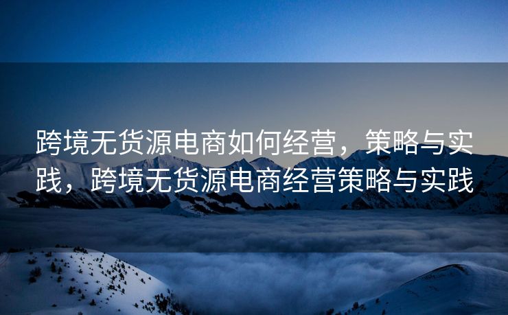 跨境无货源电商如何经营，策略与实践，跨境无货源电商经营策略与实践
