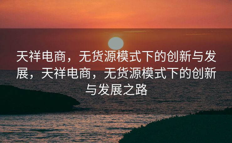 天祥电商，无货源模式下的创新与发展，天祥电商，无货源模式下的创新与发展之路