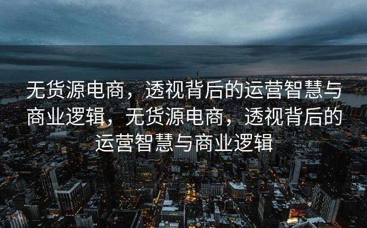无货源电商，透视背后的运营智慧与商业逻辑，无货源电商，透视背后的运营智慧与商业逻辑