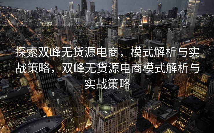 探索双峰无货源电商，模式解析与实战策略，双峰无货源电商模式解析与实战策略