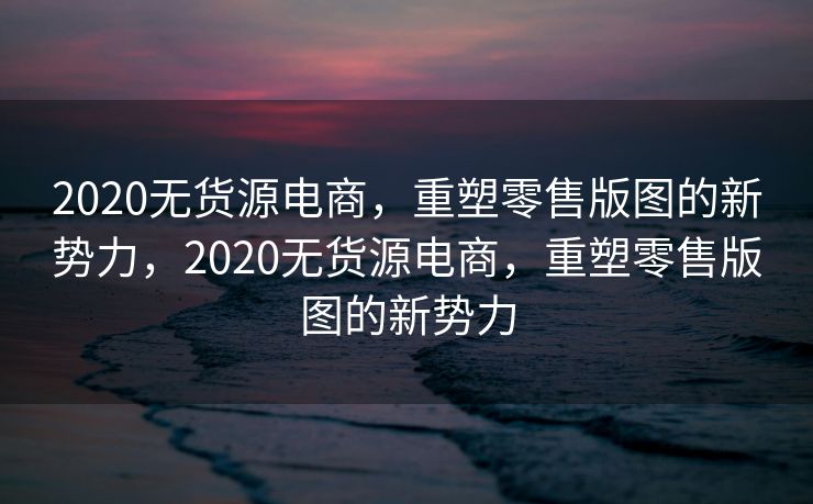 2020无货源电商，重塑零售版图的新势力，2020无货源电商，重塑零售版图的新势力
