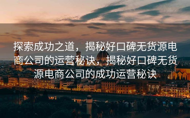 探索成功之道，揭秘好口碑无货源电商公司的运营秘诀，揭秘好口碑无货源电商公司的成功运营秘诀