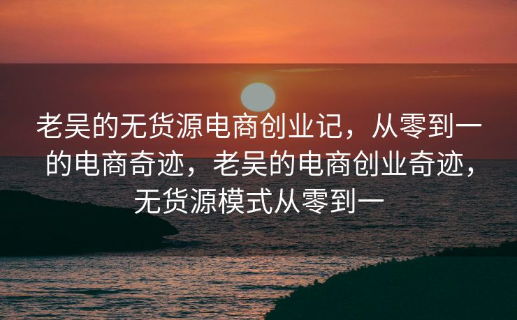 老吴的无货源电商创业记，从零到一的电商奇迹，老吴的电商创业奇迹，无货源模式从零到一