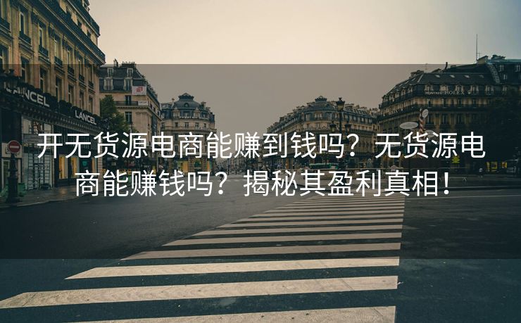 开无货源电商能赚到钱吗？无货源电商能赚钱吗？揭秘其盈利真相！