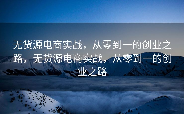 无货源电商实战，从零到一的创业之路，无货源电商实战，从零到一的创业之路
