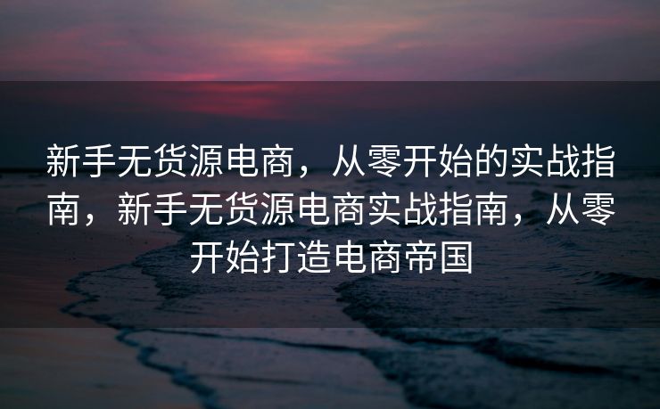 新手无货源电商，从零开始的实战指南，新手无货源电商实战指南，从零开始打造电商帝国