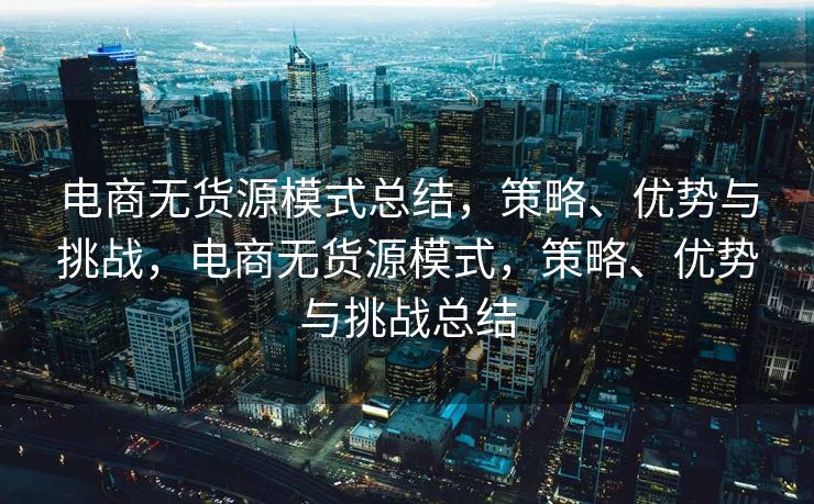 电商无货源模式总结，策略、优势与挑战，电商无货源模式，策略、优势与挑战总结