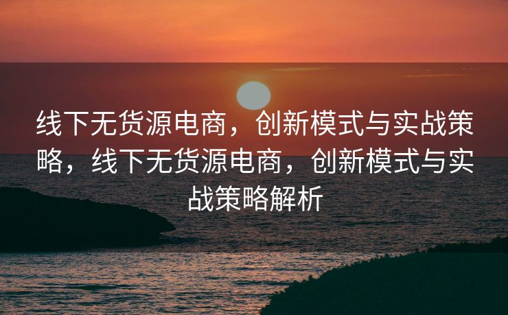 线下无货源电商，创新模式与实战策略，线下无货源电商，创新模式与实战策略解析