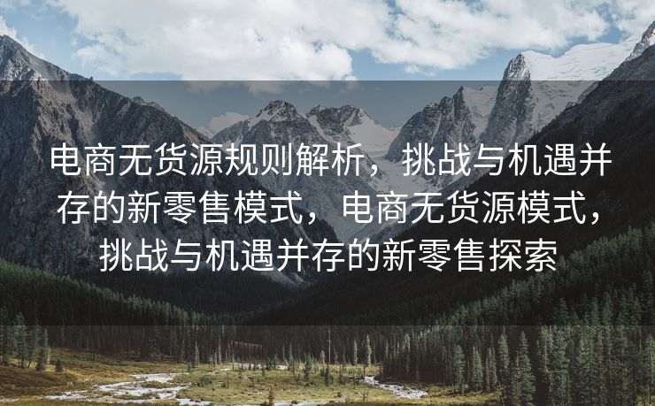 电商无货源规则解析，挑战与机遇并存的新零售模式，电商无货源模式，挑战与机遇并存的新零售探索