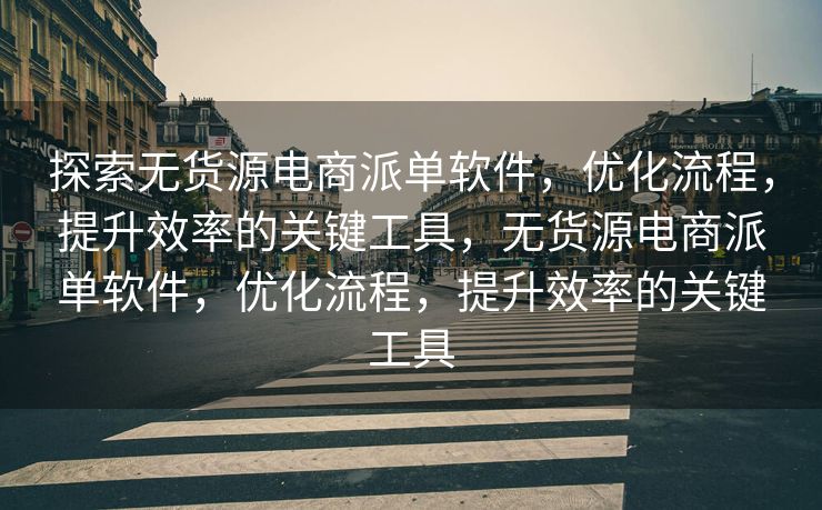 探索无货源电商派单软件，优化流程，提升效率的关键工具，无货源电商派单软件，优化流程，提升效率的关键工具