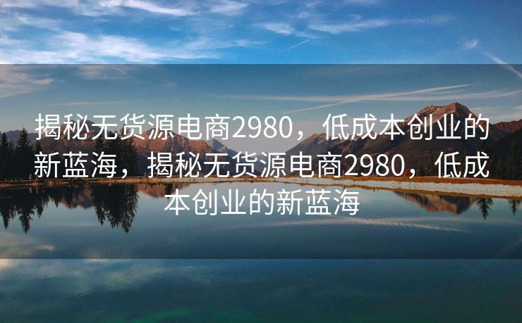 揭秘无货源电商2980，低成本创业的新蓝海，揭秘无货源电商2980，低成本创业的新蓝海