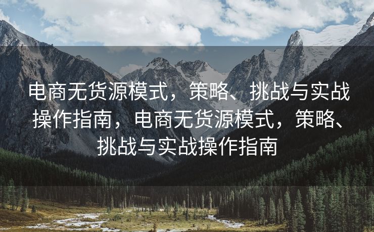 电商无货源模式，策略、挑战与实战操作指南，电商无货源模式，策略、挑战与实战操作指南