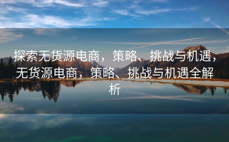 探索无货源电商，策略、挑战与机遇，无货源电商，策略、挑战与机遇全解析