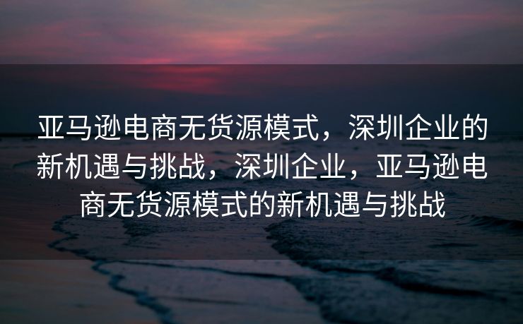 亚马逊电商无货源模式，深圳企业的新机遇与挑战，深圳企业，亚马逊电商无货源模式的新机遇与挑战