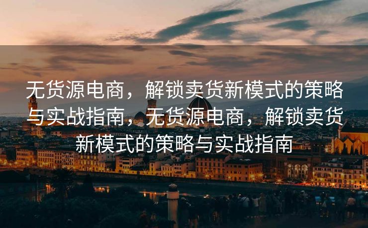 无货源电商，解锁卖货新模式的策略与实战指南，无货源电商，解锁卖货新模式的策略与实战指南