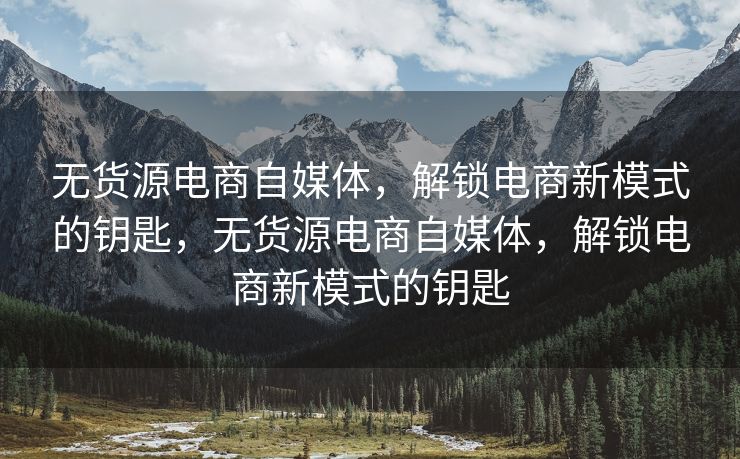 无货源电商自媒体，解锁电商新模式的钥匙，无货源电商自媒体，解锁电商新模式的钥匙