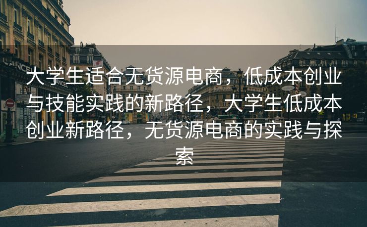 大学生适合无货源电商，低成本创业与技能实践的新路径，大学生低成本创业新路径，无货源电商的实践与探索