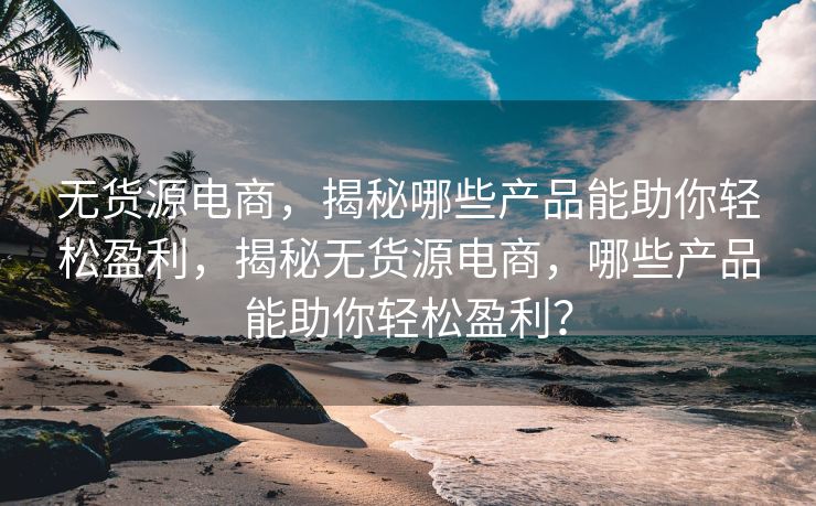 无货源电商，揭秘哪些产品能助你轻松盈利，揭秘无货源电商，哪些产品能助你轻松盈利？