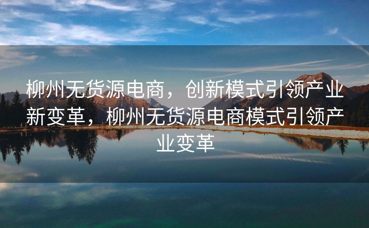 柳州无货源电商，创新模式引领产业新变革，柳州无货源电商模式引领产业变革