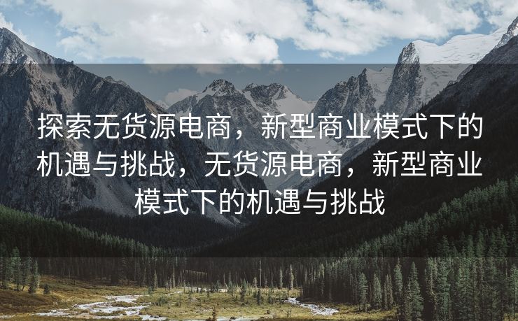 探索无货源电商，新型商业模式下的机遇与挑战，无货源电商，新型商业模式下的机遇与挑战