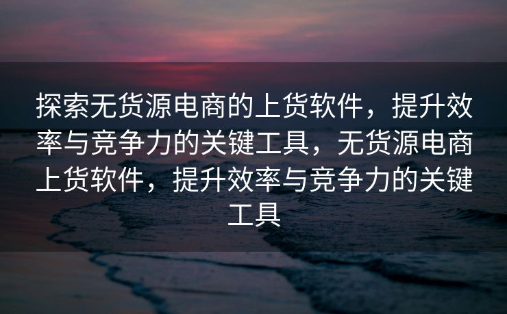 探索无货源电商的上货软件，提升效率与竞争力的关键工具，无货源电商上货软件，提升效率与竞争力的关键工具