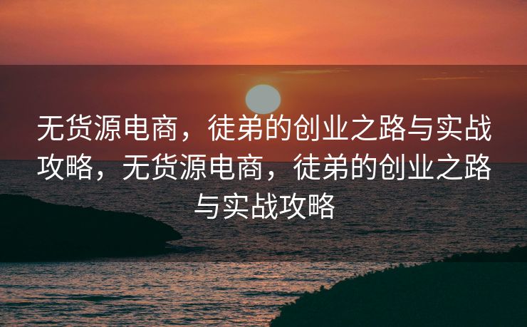 无货源电商，徒弟的创业之路与实战攻略，无货源电商，徒弟的创业之路与实战攻略