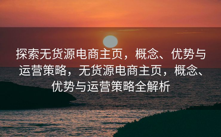 探索无货源电商主页，概念、优势与运营策略，无货源电商主页，概念、优势与运营策略全解析