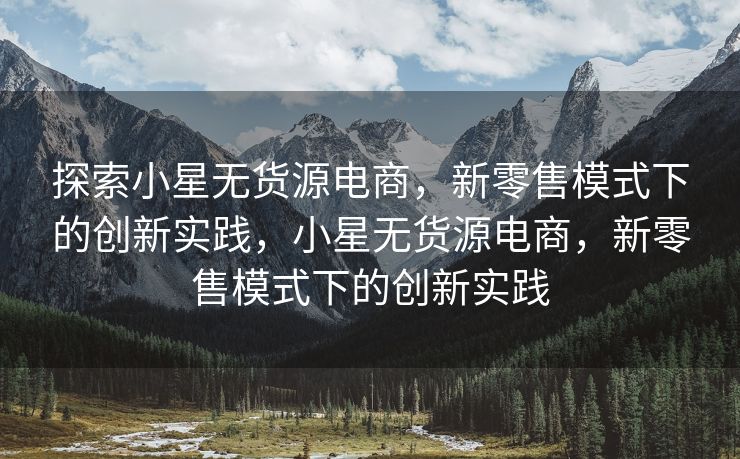探索小星无货源电商，新零售模式下的创新实践，小星无货源电商，新零售模式下的创新实践