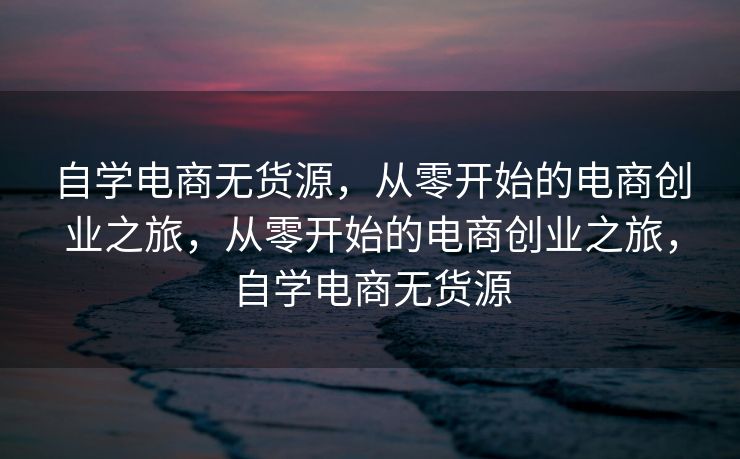 自学电商无货源，从零开始的电商创业之旅，从零开始的电商创业之旅，自学电商无货源