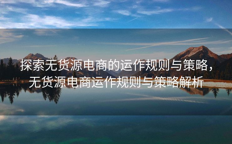 探索无货源电商的运作规则与策略，无货源电商运作规则与策略解析