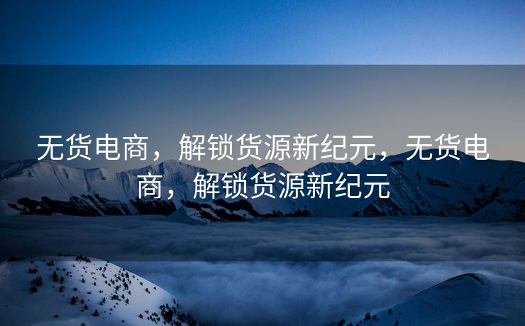 无货电商，解锁货源新纪元，无货电商，解锁货源新纪元