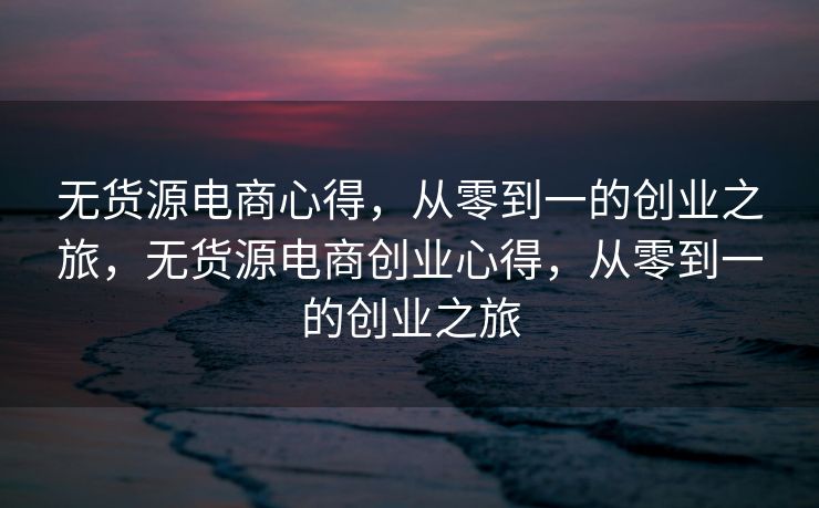 无货源电商心得，从零到一的创业之旅，无货源电商创业心得，从零到一的创业之旅
